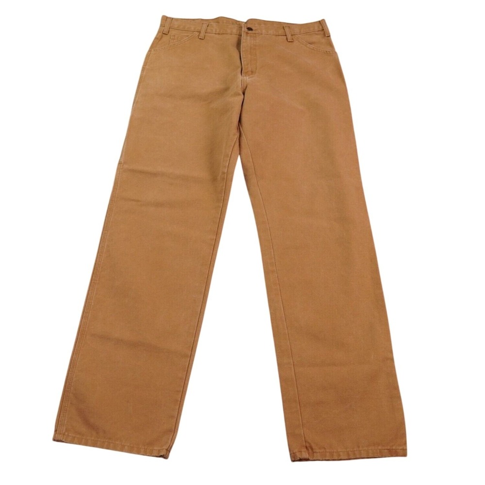 Dickies Pants Mens 38X33 (38x34 Tag) Brown Duck Canvas Straight Leg Carpenter